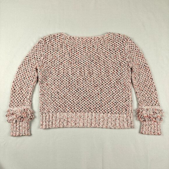 Club Monaco Open Knit Fringe Sleeves Speckled Sweater Size S Cozy Softgirl - Picture 6 of 10